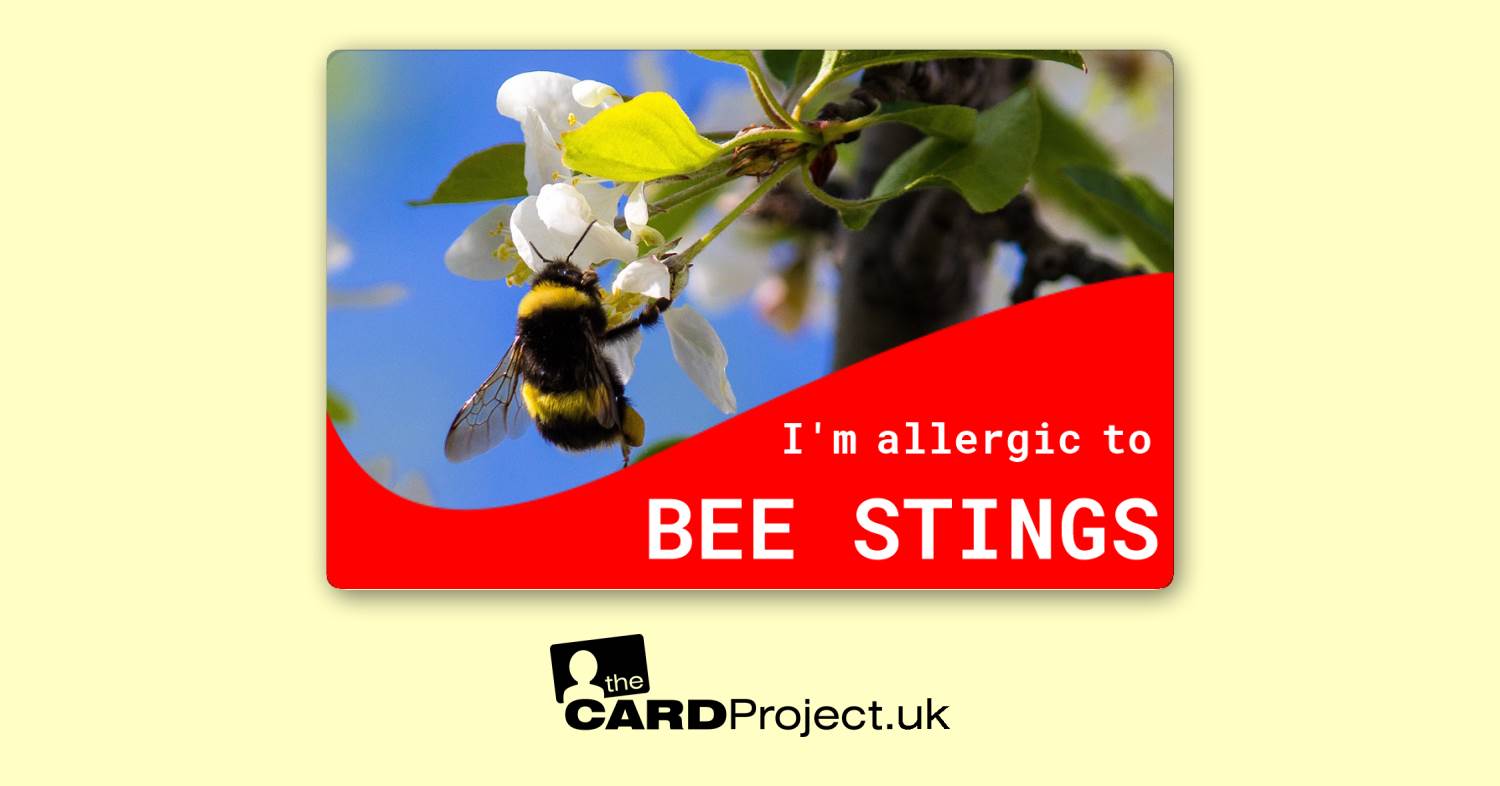 Bee Sting Allergy Card by The Card Project UK