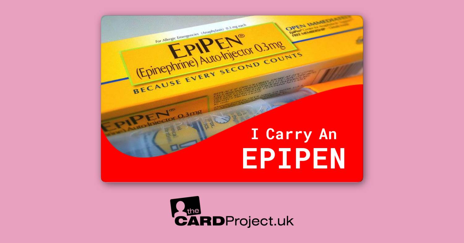 I Carry an EpiPen Card by The Card Project UK