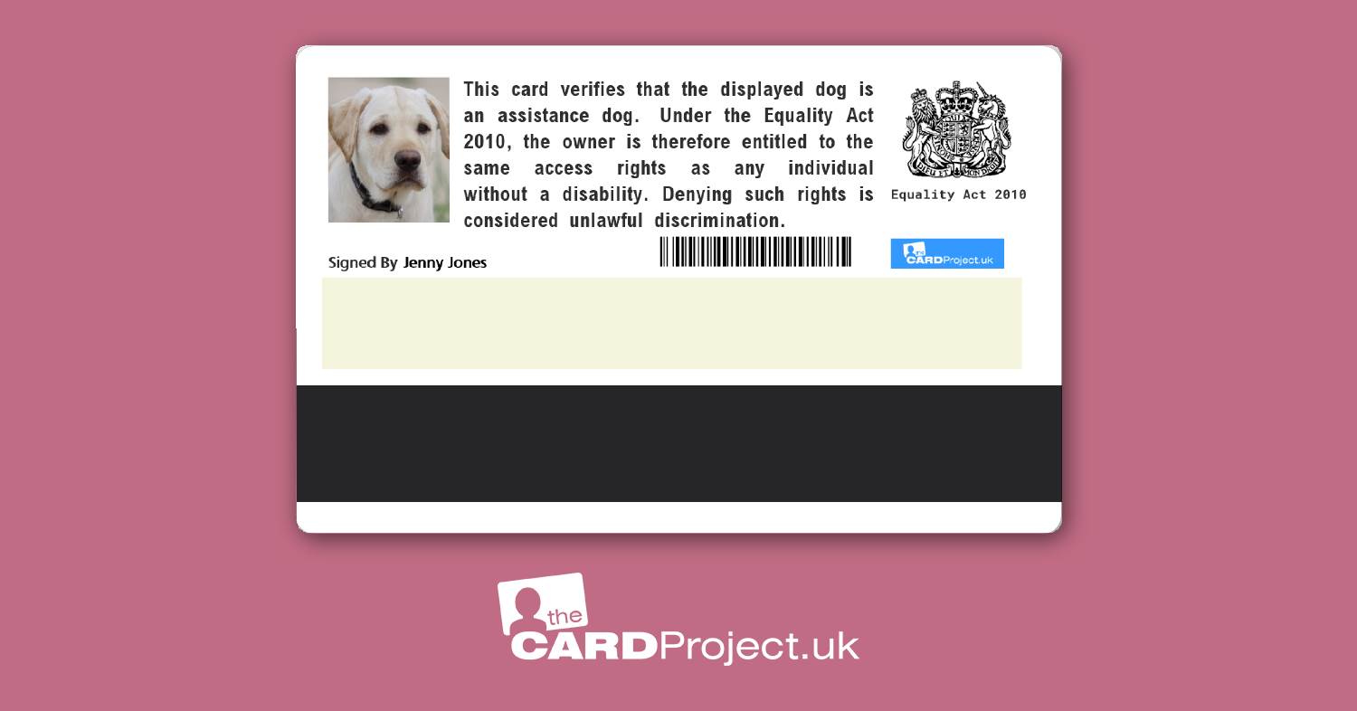 Assistance Dog Identification Card By The Card Project UK