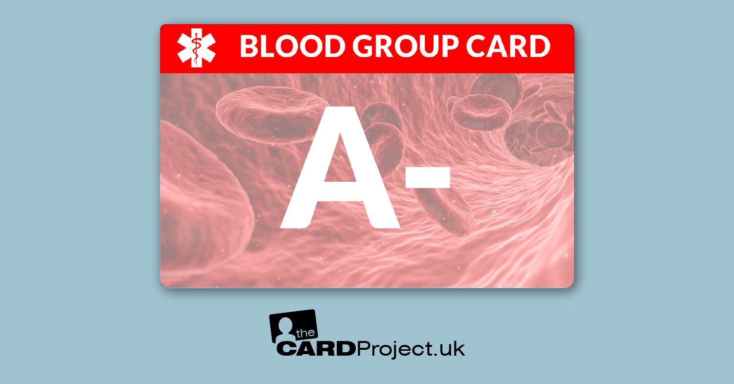 Blood Group A Negative (A-) Medical Card