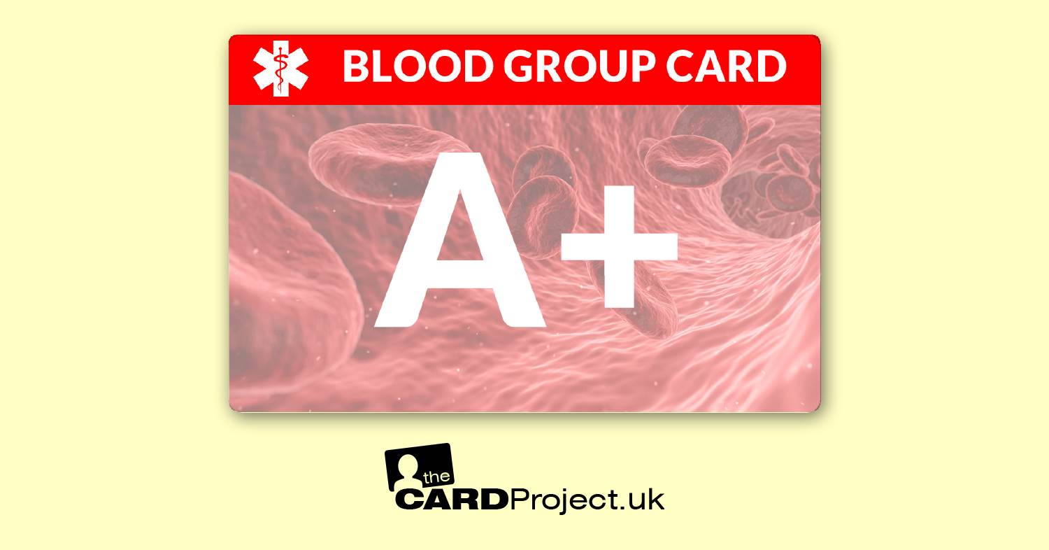 Blood Group A Positive (A+) Medical Card
