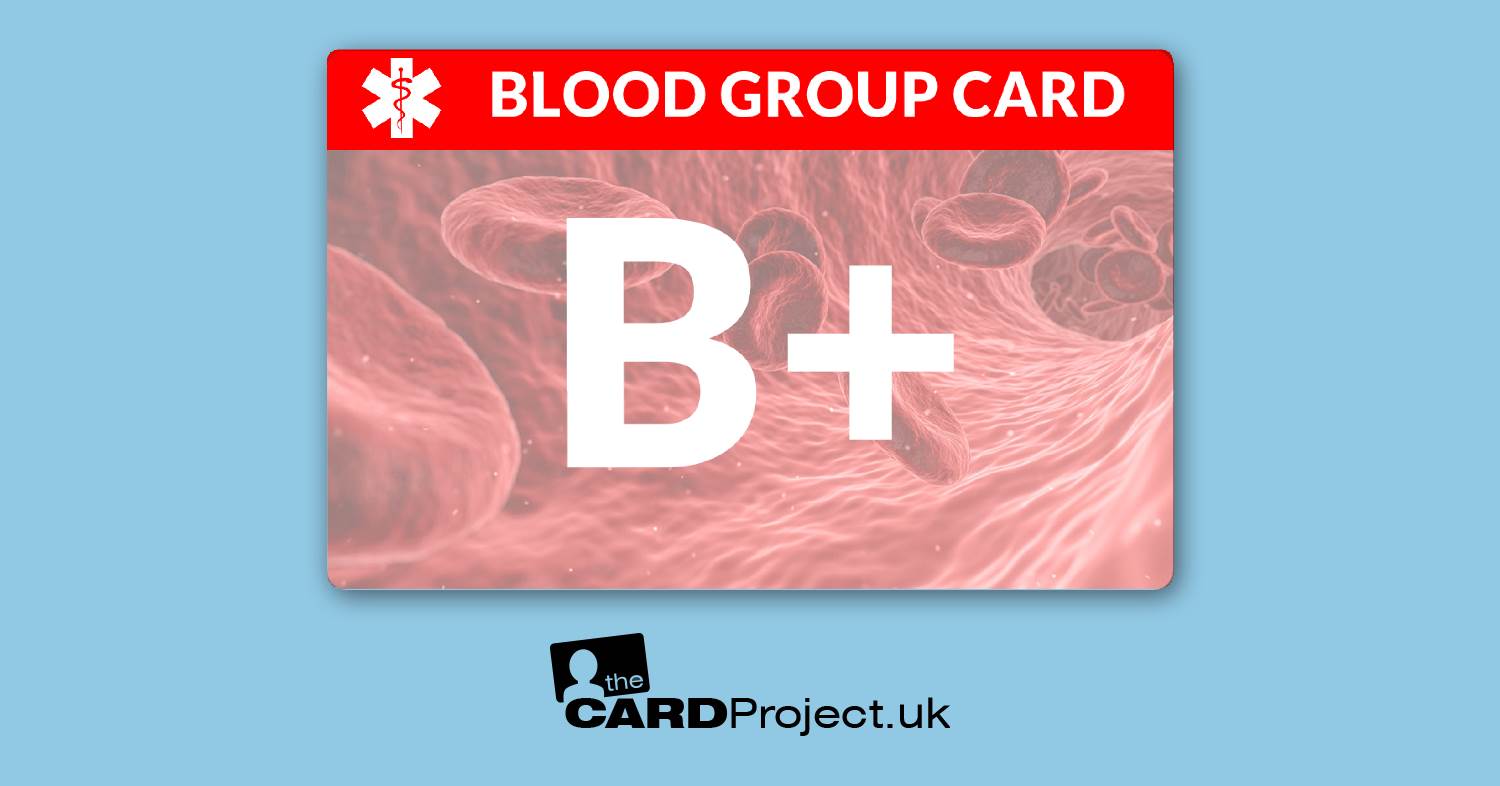 Blood Group B Positive (B+) Medical Card