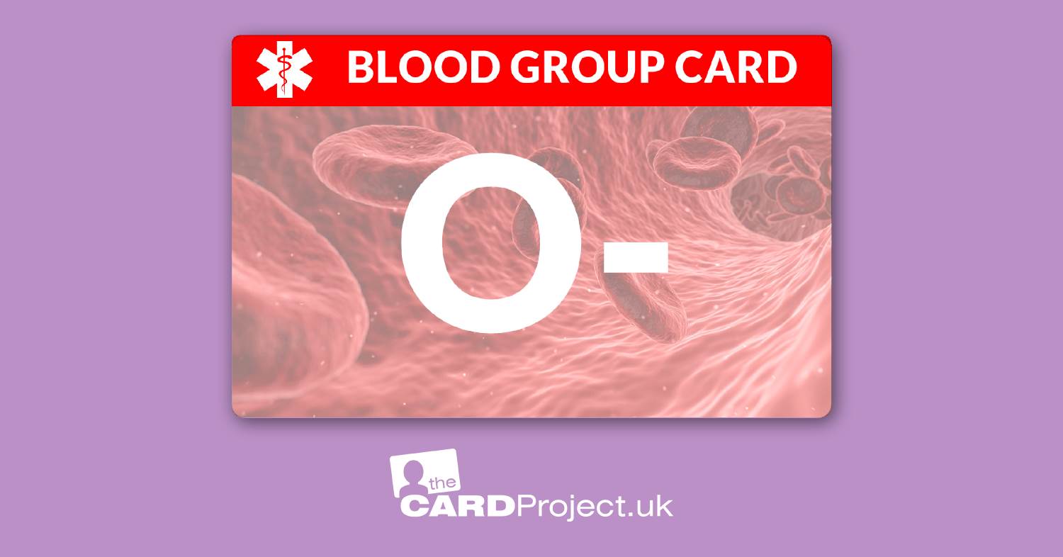 Blood Group O Negative (O-) Medical Card