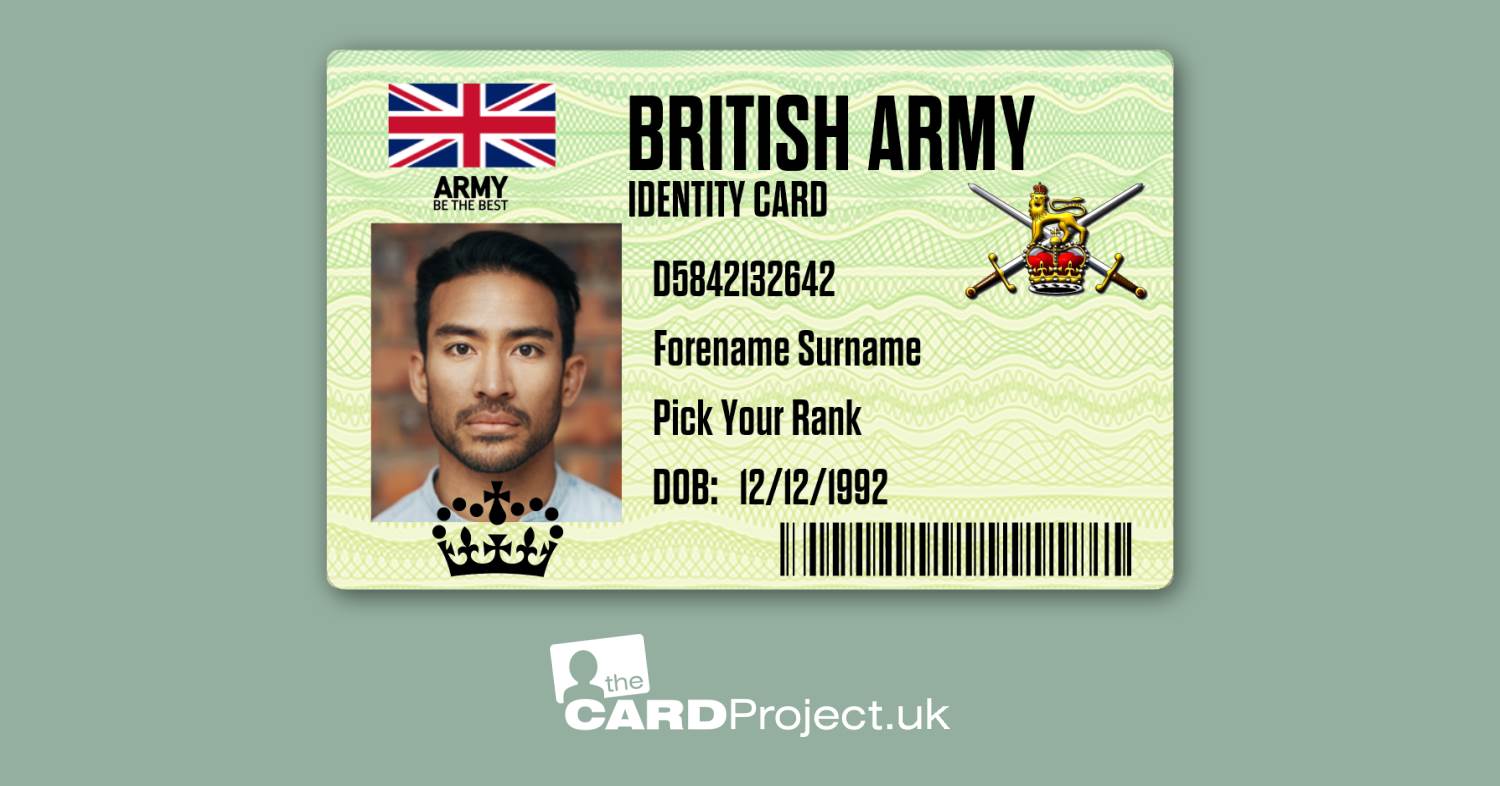 British Army ID Card, Cosplay, Film and Television Prop  (FRONT)