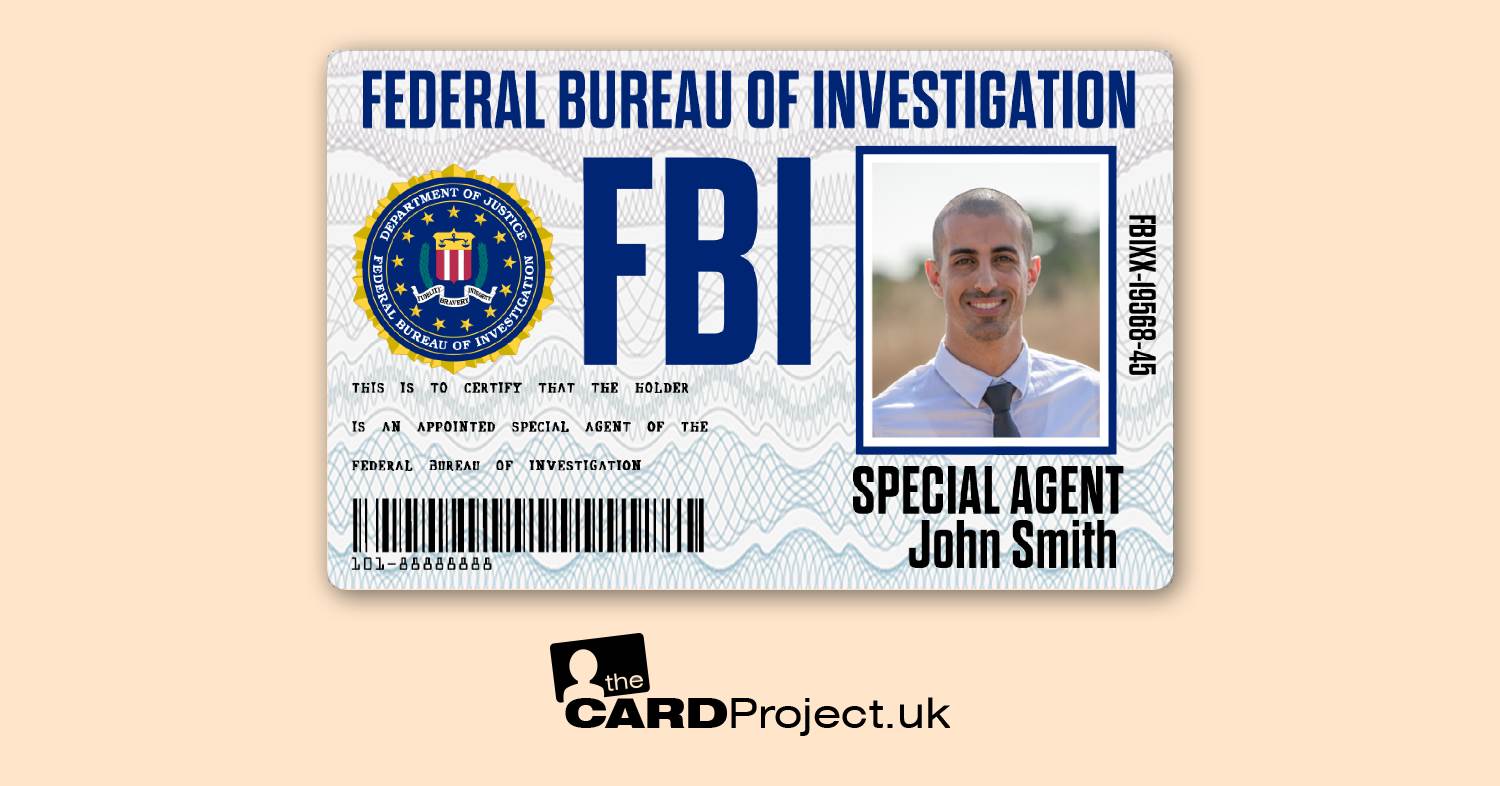 FBI Agent Personalised Photo Identification Card, Cosplay, Film and Television Prop (FRONT)