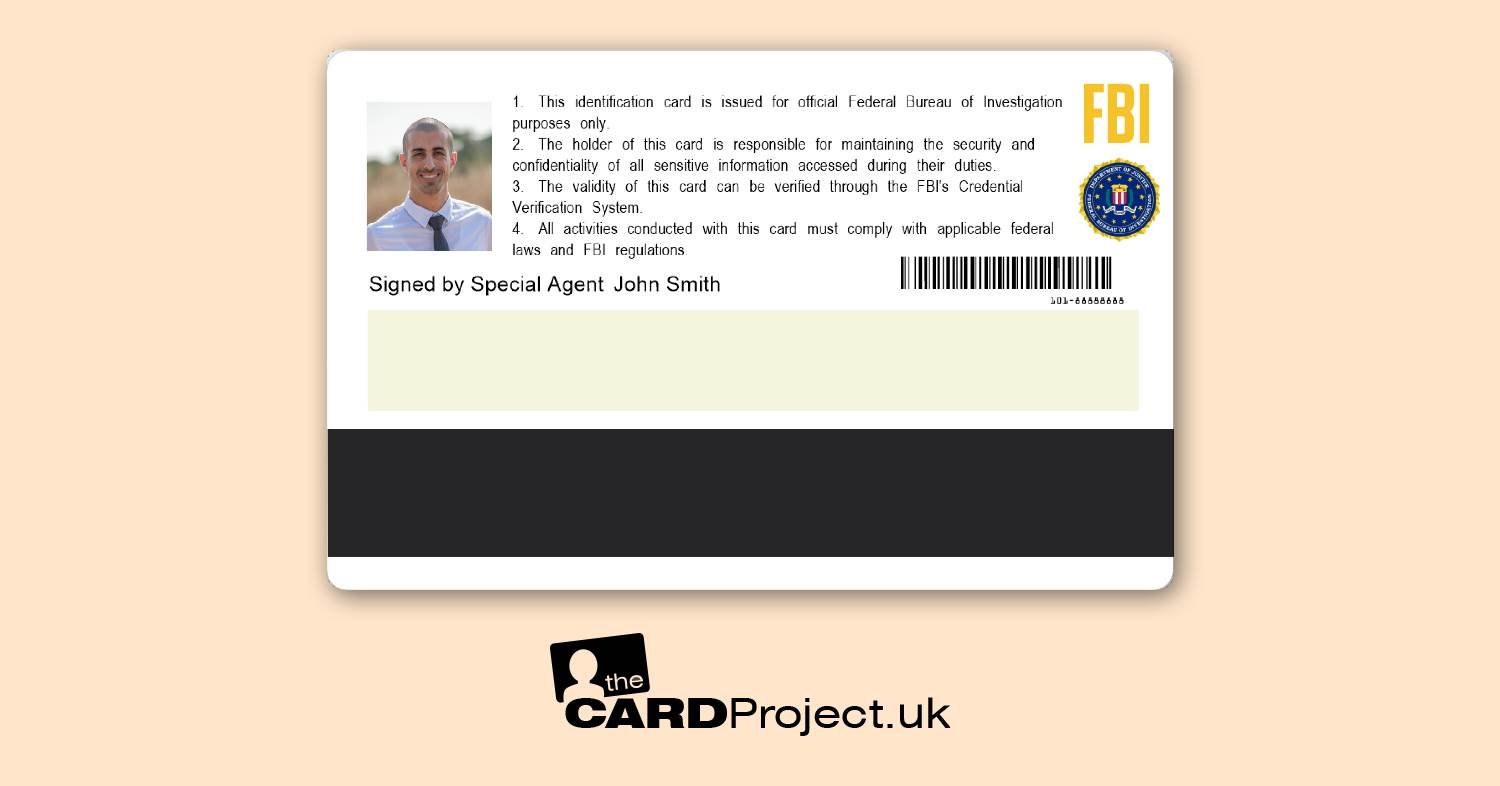 FBI Agent Personalised Photo Identification Card, Cosplay, Film and Television Prop (REAR)