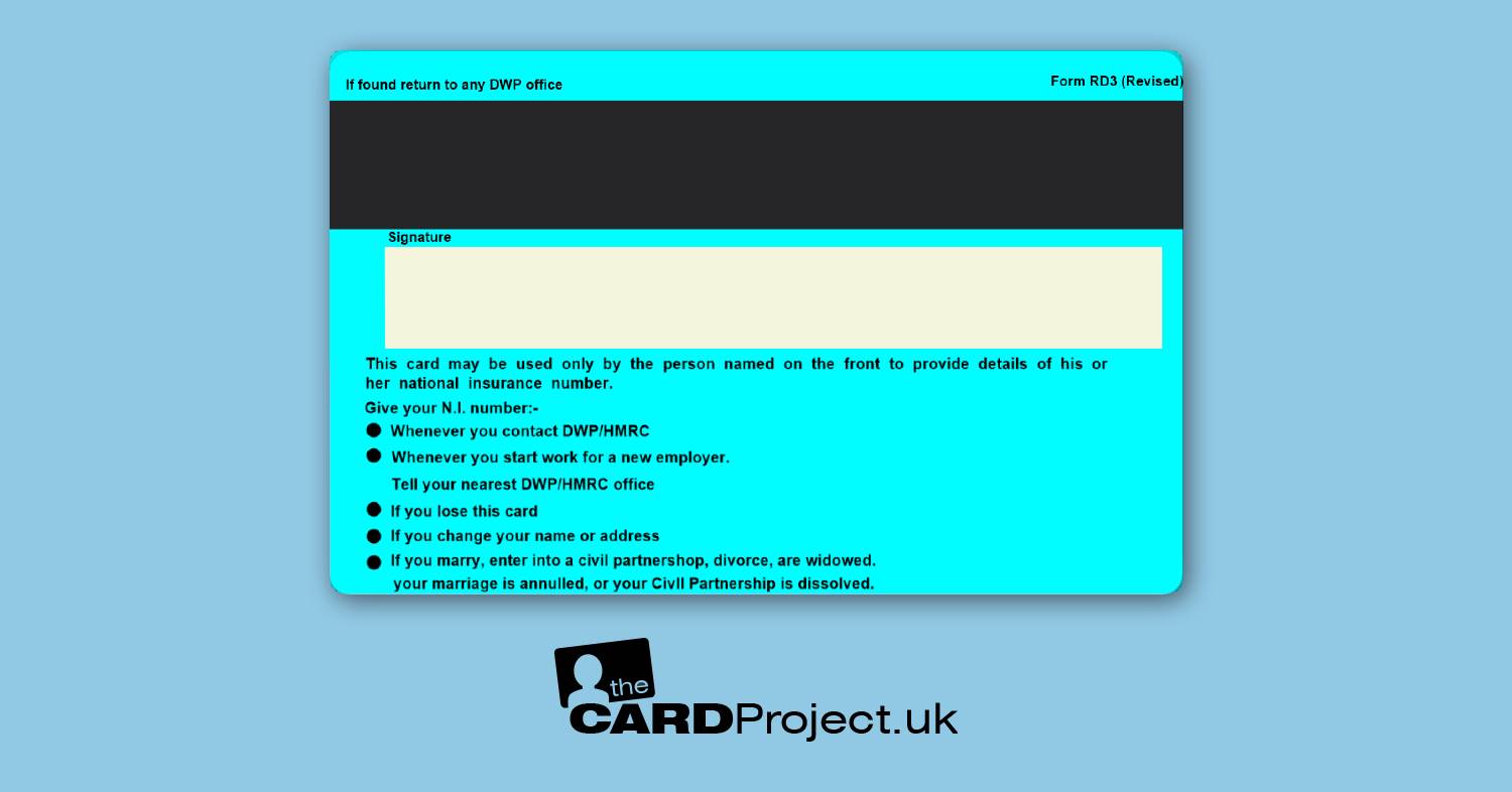 National Insurance Number Card (REAR)