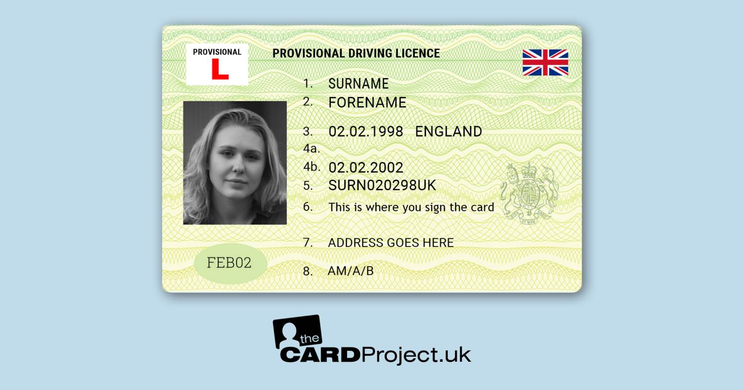 UK Provisional Drivers Licence (FRONT)