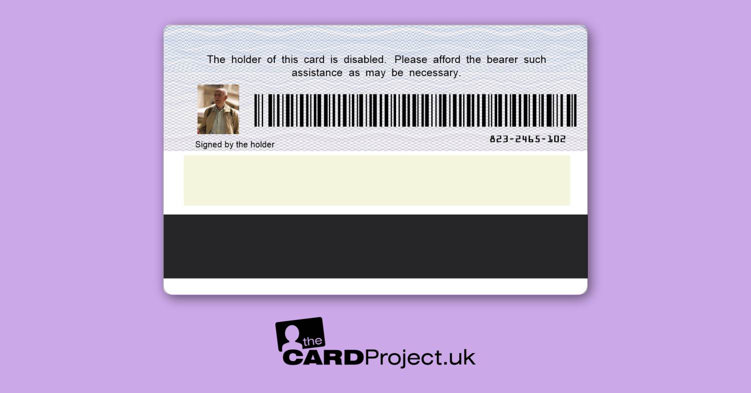  Rear of our UK Disability Double Sided ID Card by The Card Project UK 