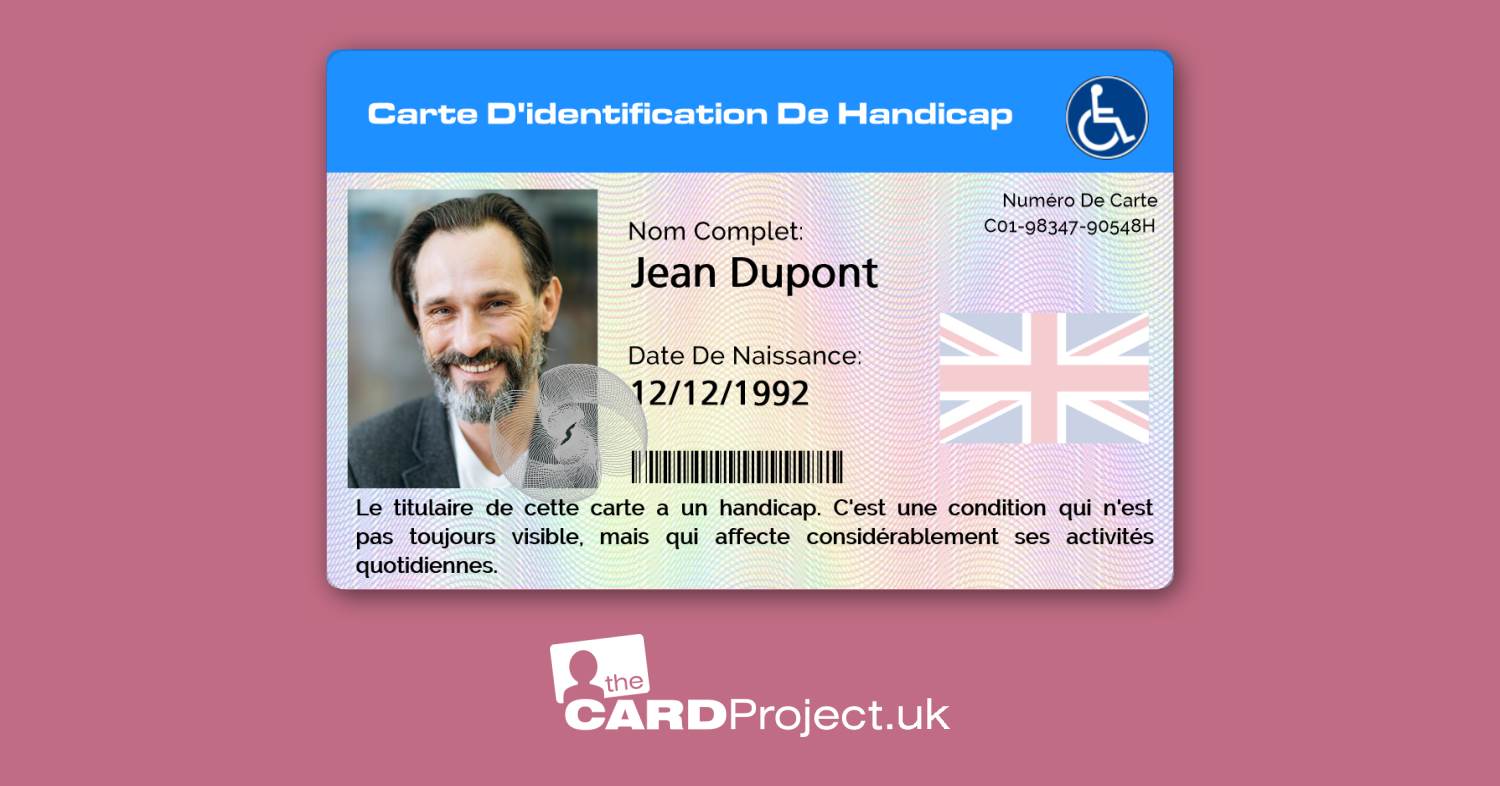 Carte de handicap bilingue anglais français pour les francophones au Royaume-Uni