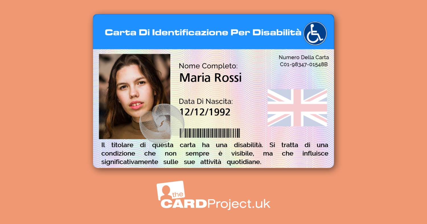 Dual Language Disability ID Card from The Card Project UK