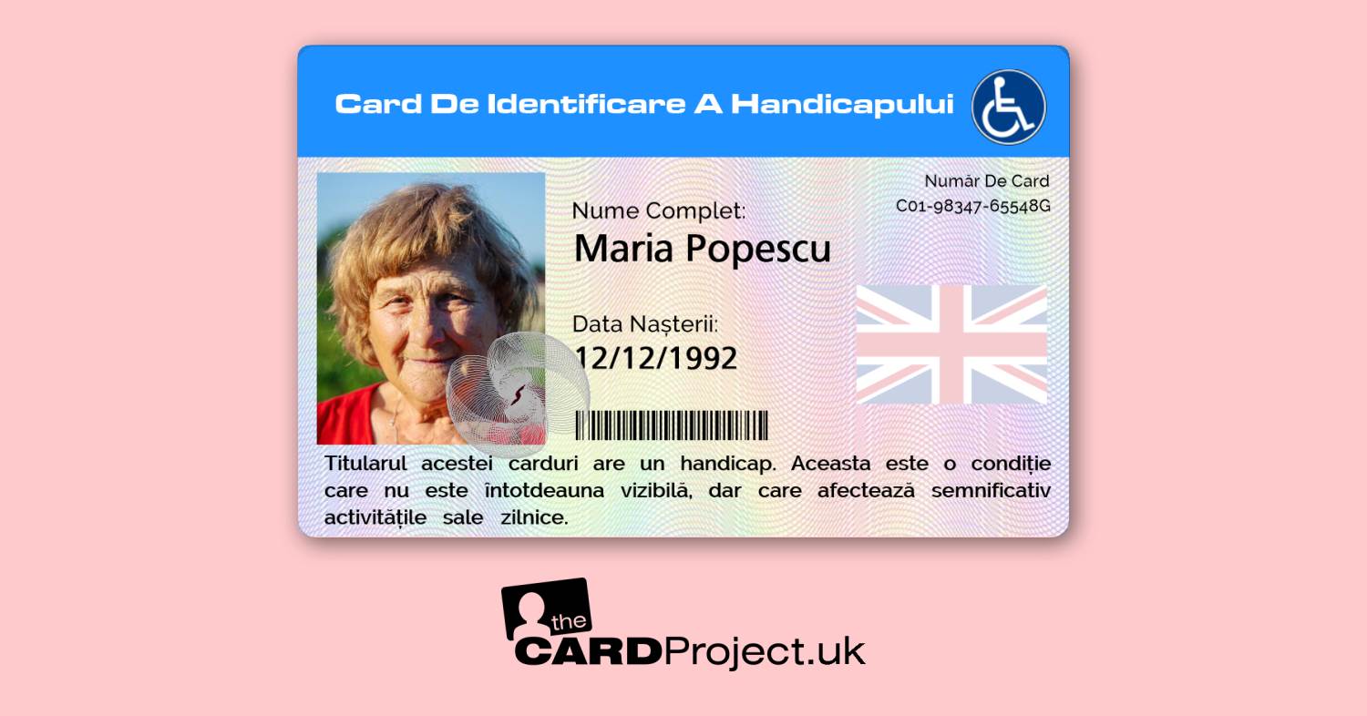 Card de Dizabilitate Bilingv Română Engleză pentru Românii din Marea Britanie