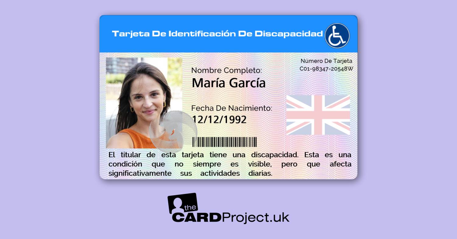 Tarjeta de Identificación Bilingüe para Personas con Discapacidad en el Reino Unido