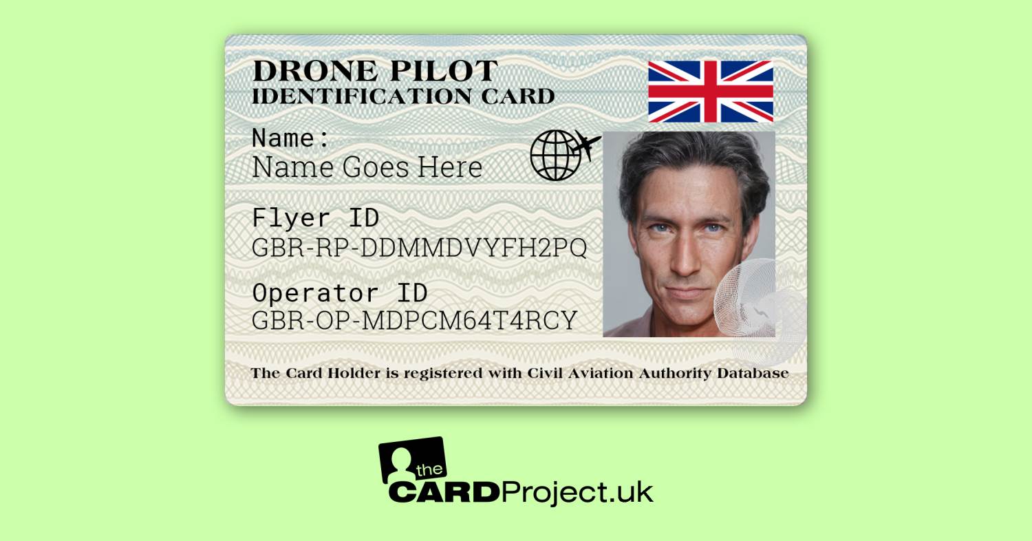 Drone Pilot Operator Photo ID Card, Double Sided card with CAA QR Code (FRONT)