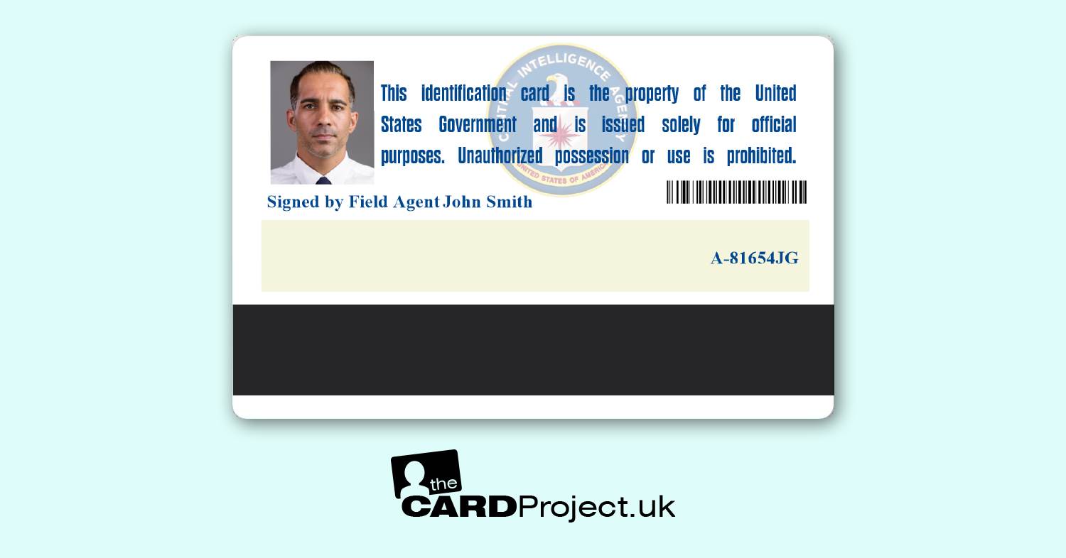 CIA Agent Personalised Photo Identification Card, Cosplay, Film and Television Prop  (REAR)