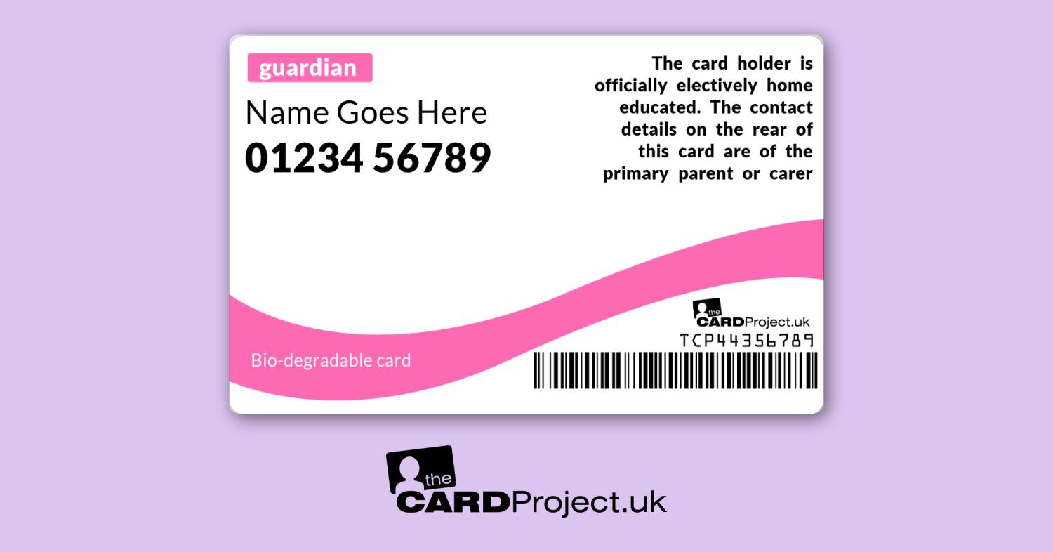 Home Educated Pink Photo Student ID Card  (REAR)