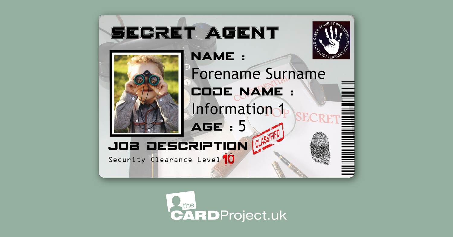Kids Secret Agent ID Card - Personalised Photo, Name & Age - Fun Spy Role  Play Toy for Children - Creative Pretend Play Gift - Child's First  Espionage Adventure Accessory - Unique
