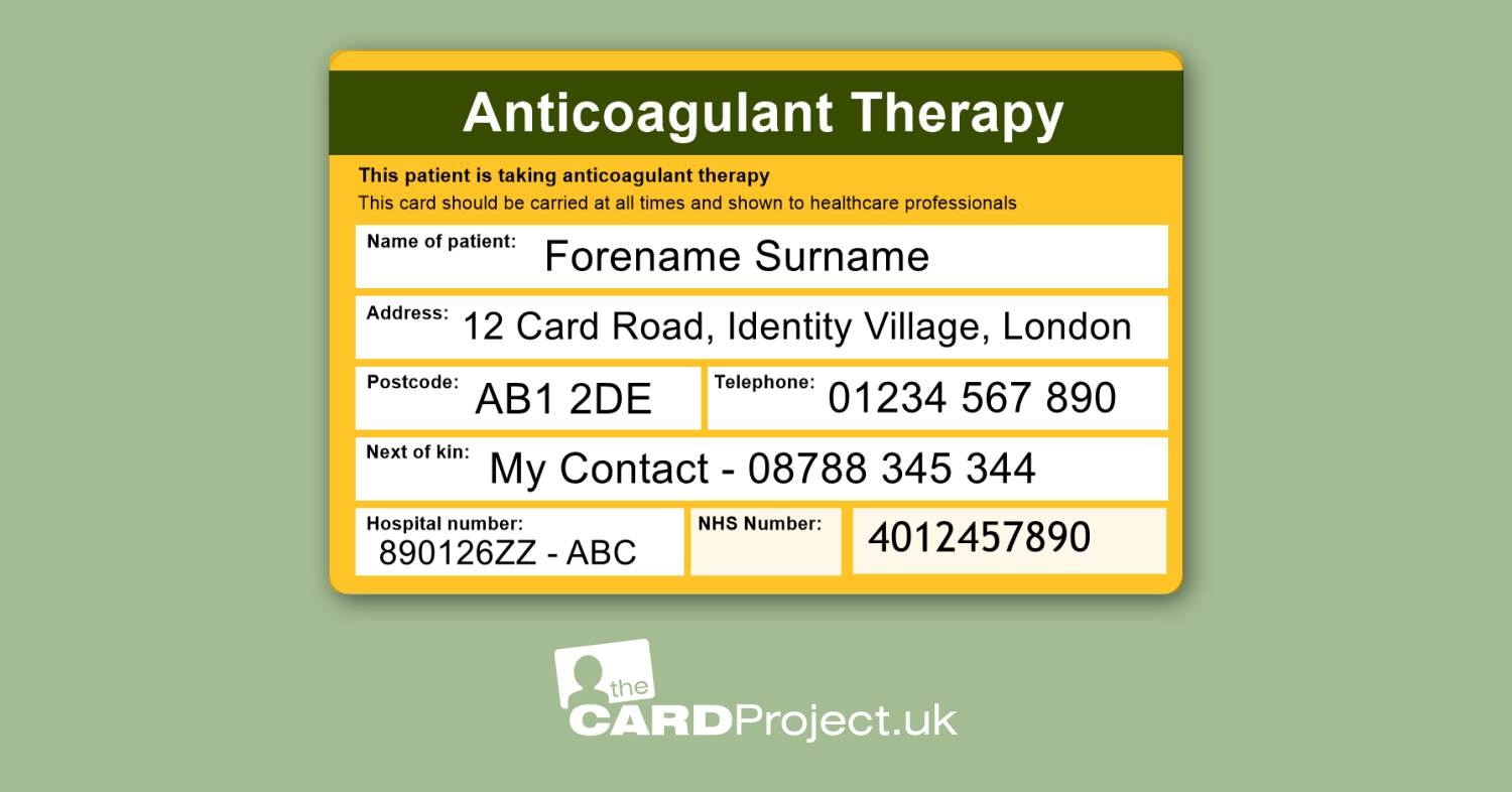 Anticoagulant Medical ID Cards by The Card Project UK