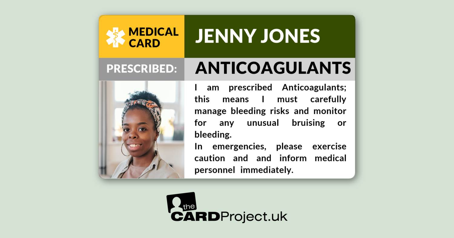 Anticoagulant Medical ID Cards by The Card Project UK