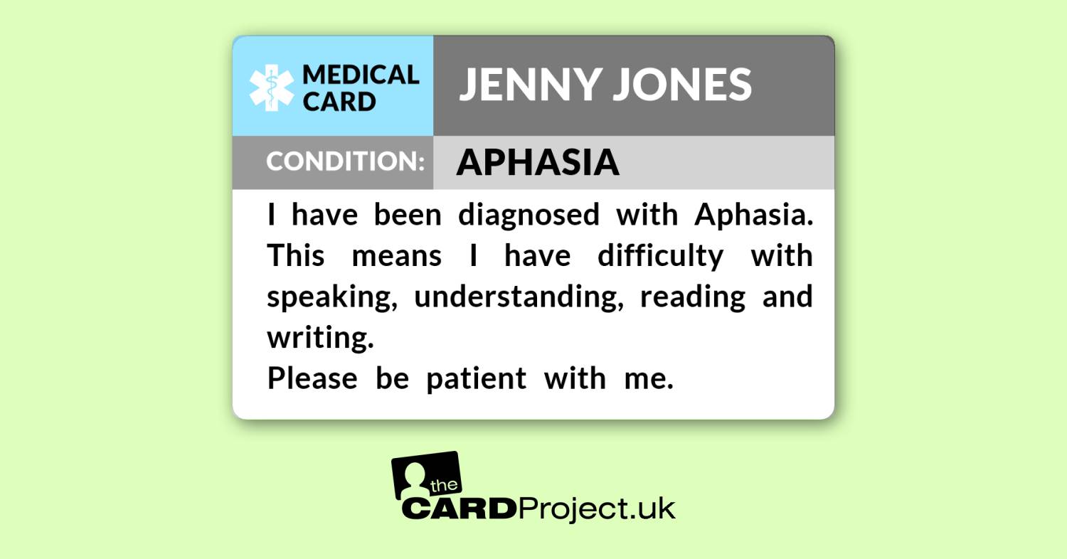 Aphasia Medical ID Cards by The Card Project UK