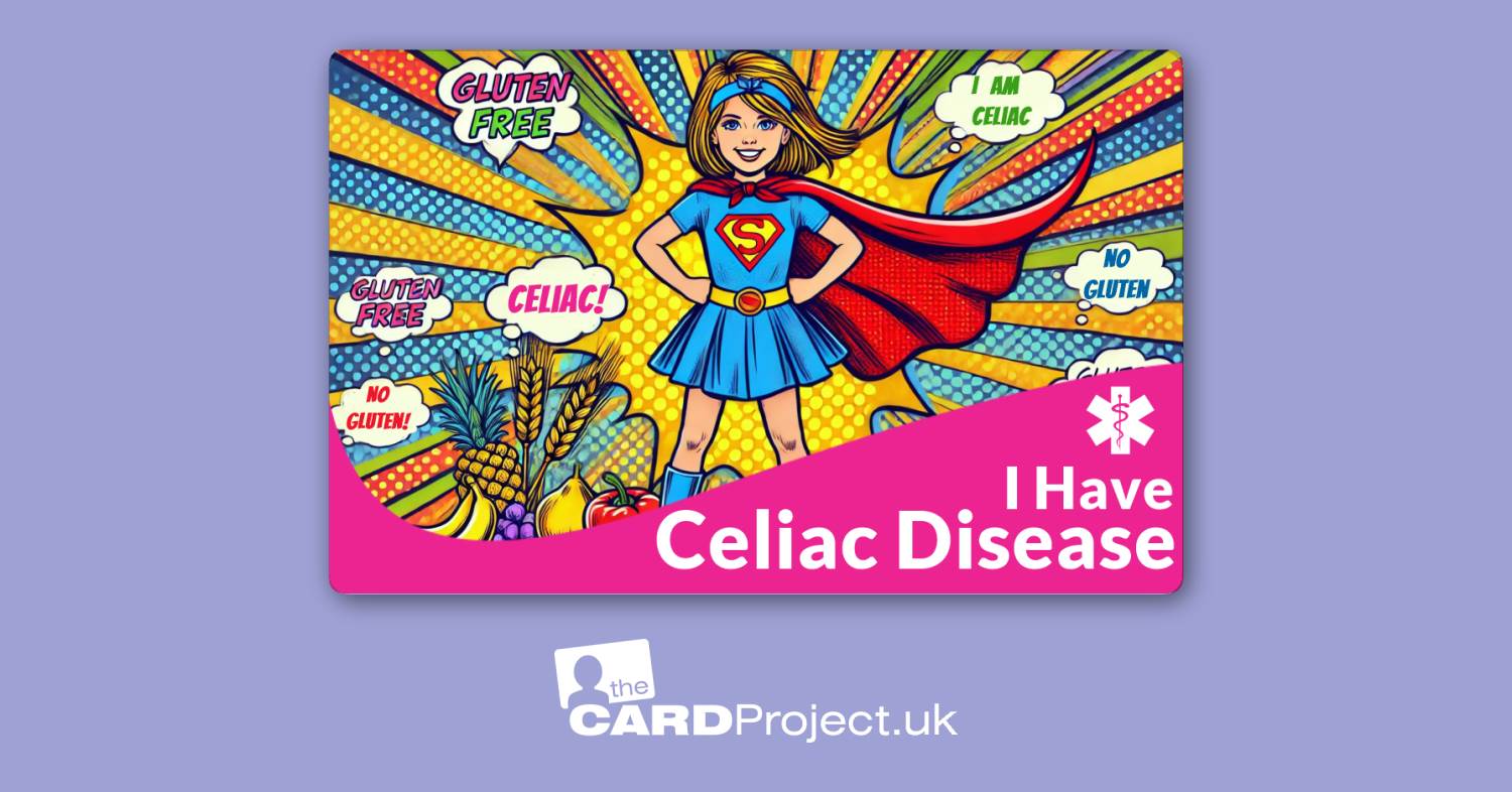 Celiac Superhero Awareness Card for Children by The Card Project UK