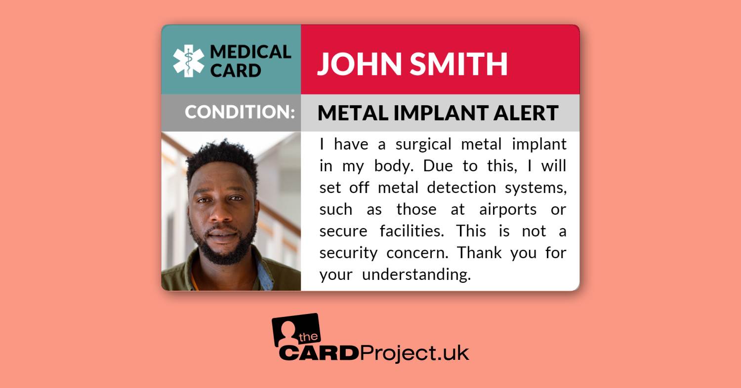 Metal Implant Medical Cards by The Card Project UK