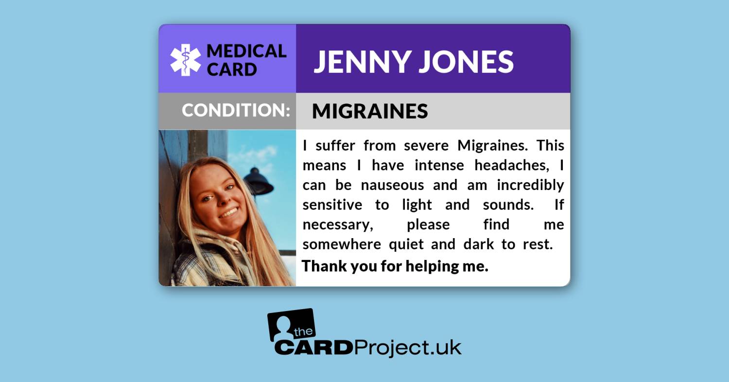 Migraine Awareness Photo Medical ID Alert Card