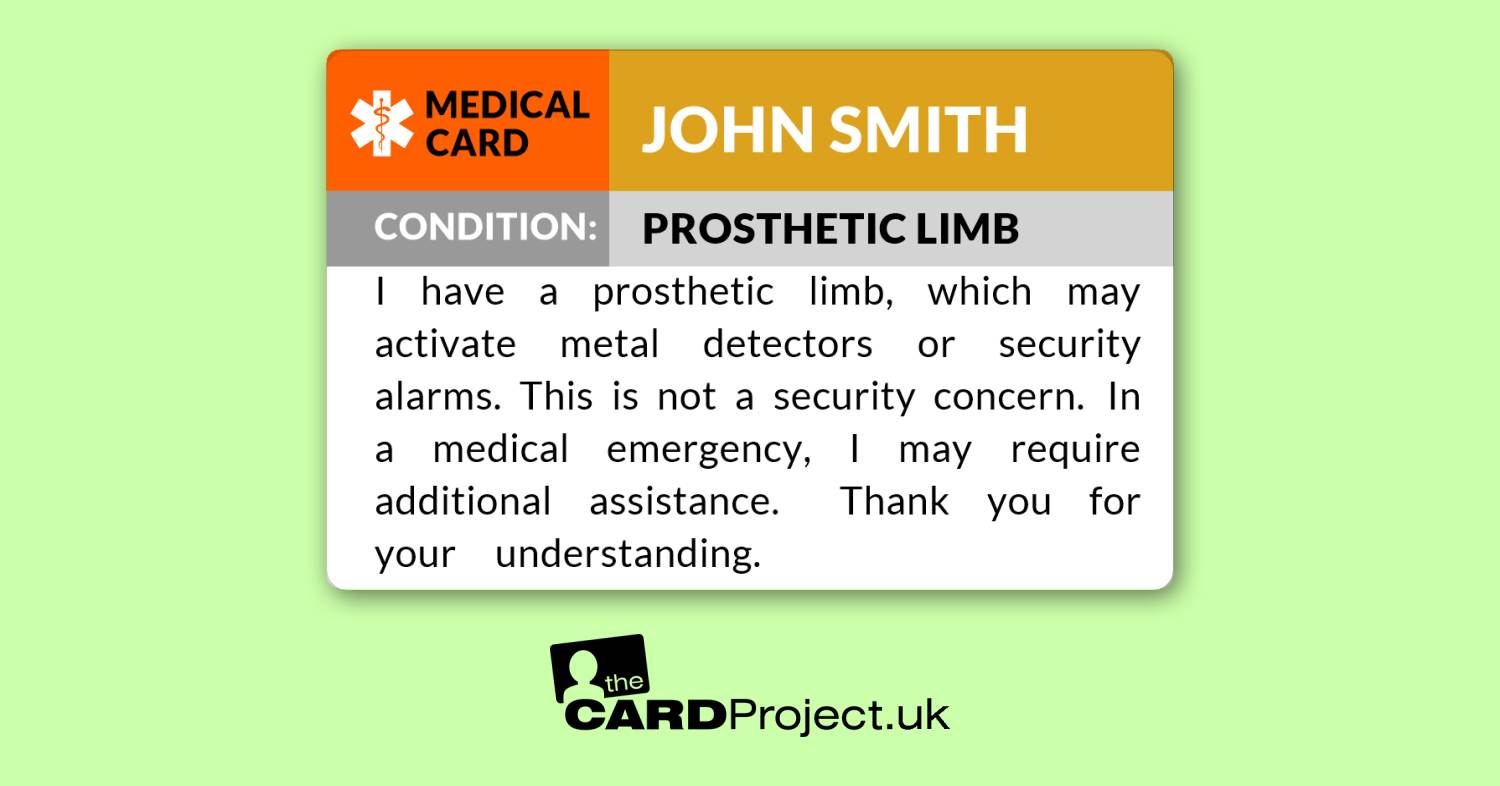 Prosthetic Limbs Medical ID Card by The Card Project UK