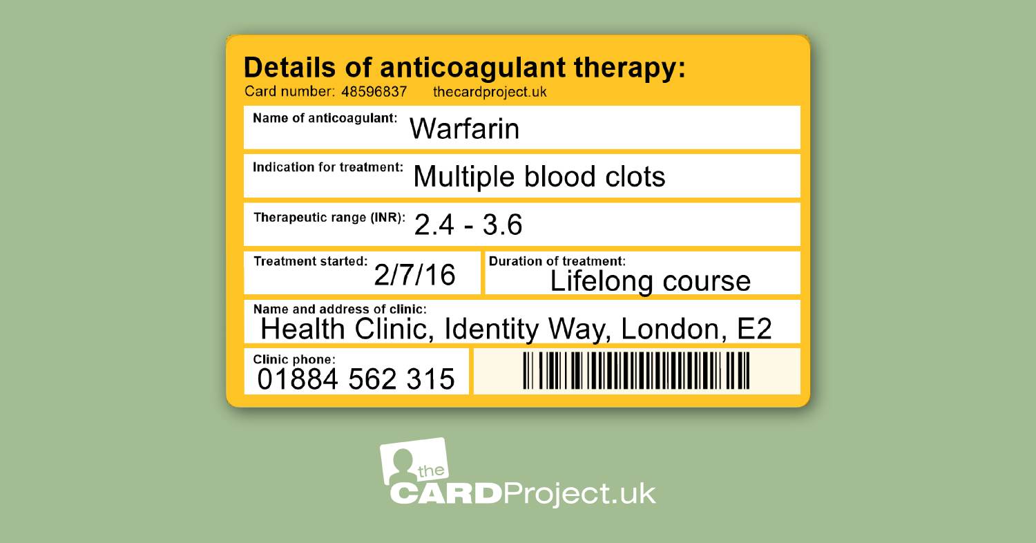Anticoagulant Therapy Medical ID Alert Cards (REAR)