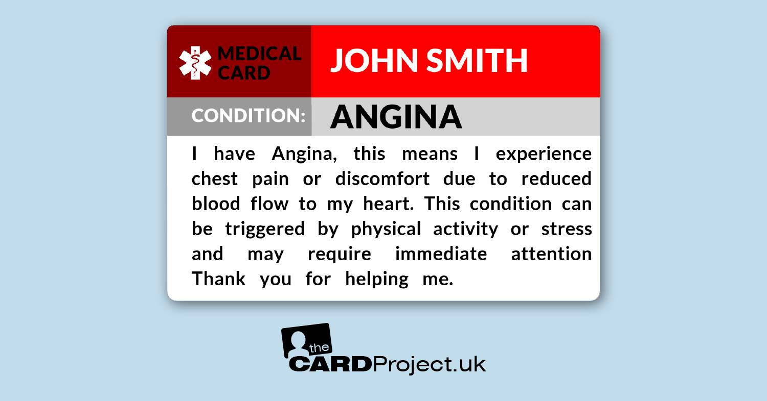 Angina Medical ID Card  (FRONT)