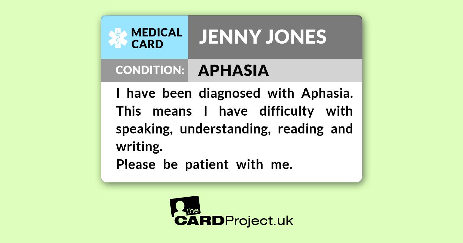 Aphasia Medical ID Card