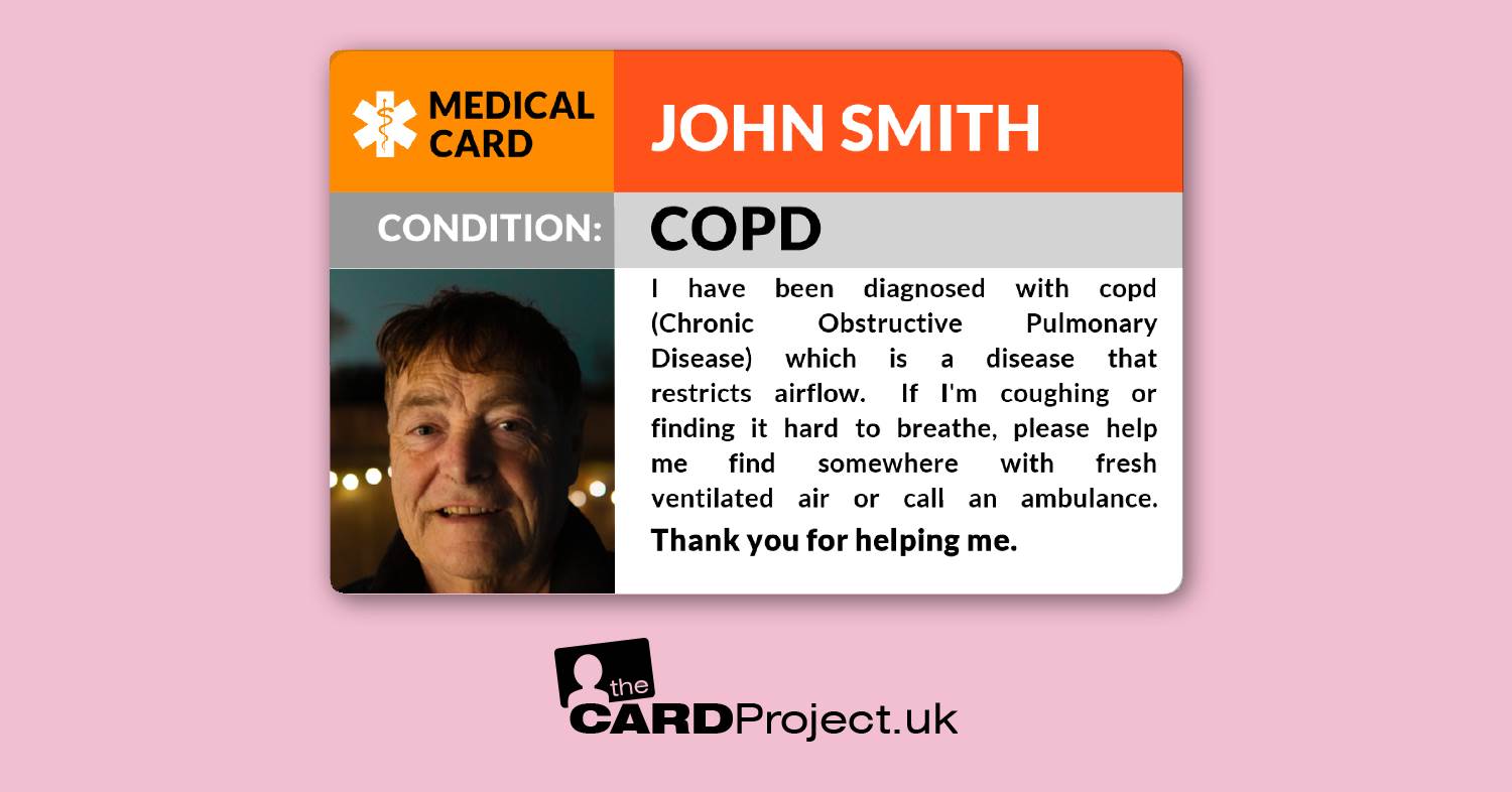 COPD (Chronic Obstructive Pulmonary Disease) Awareness Medical Photo ID Alert Card  (FRONT)