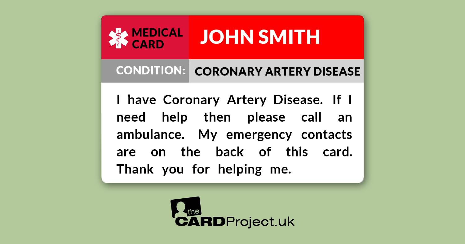Coronary Artery Disease  Medical ID Card