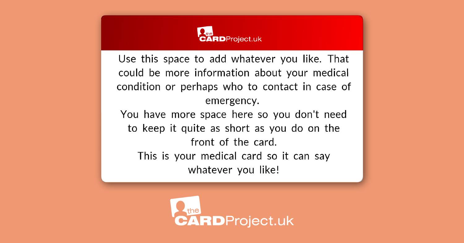 Create Your Own Medical Card, Double Sided (REAR)