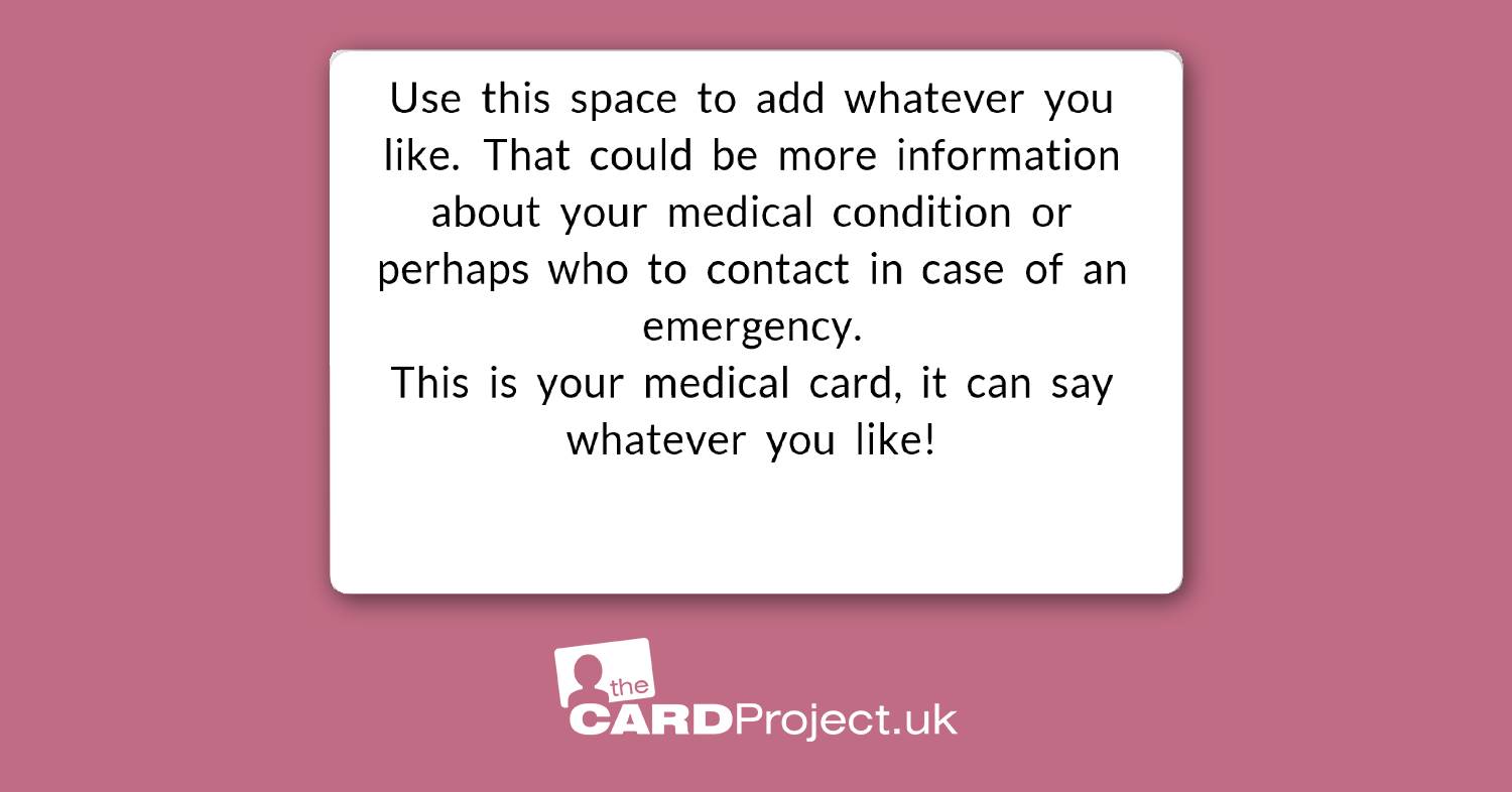 Create Your Own Double Sided Mono Medical Card! (REAR)