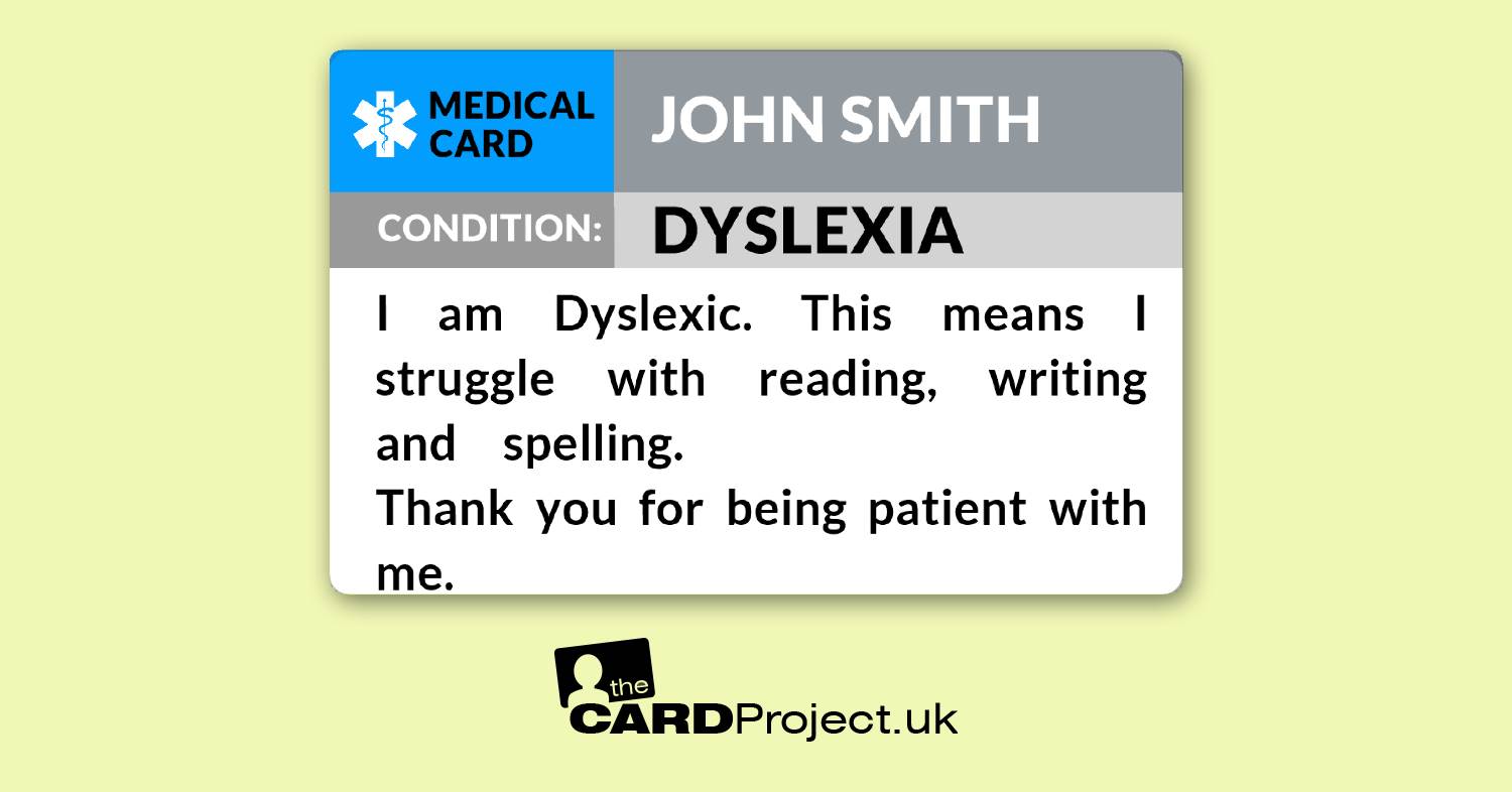 Dyslexia Medical ID Card