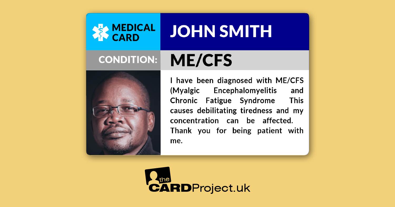 Myalgic Encephalomyelitis Chronic Fatigue Syndrome Identification Card, ME/ CFS Medical Emergency Photo ID Card with Health Condition Info,  Personalised Medical Alert ID for Chronic Illness Support & Awareness,  Essential Medical Information Card for