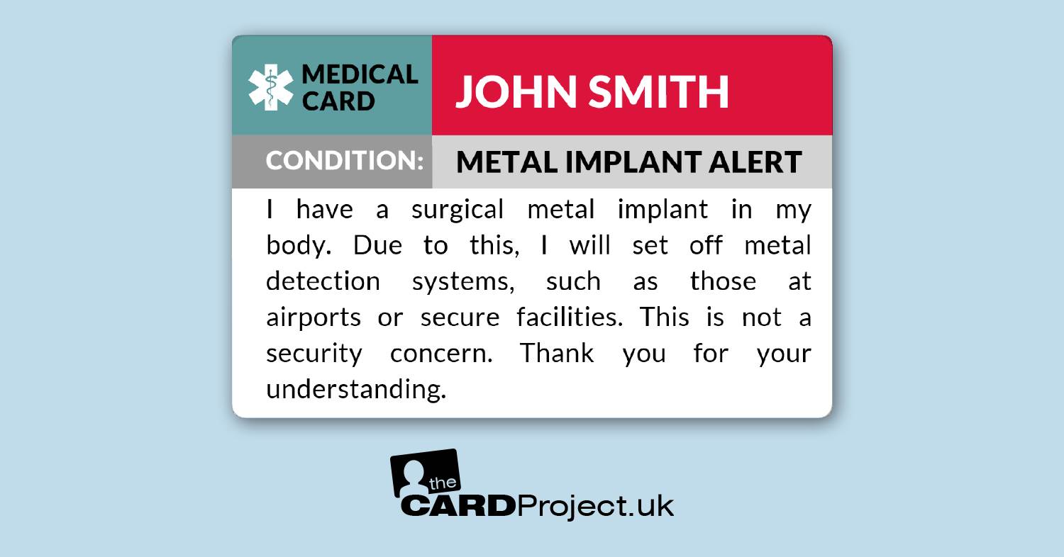 Metal Implant ID Card  (FRONT)