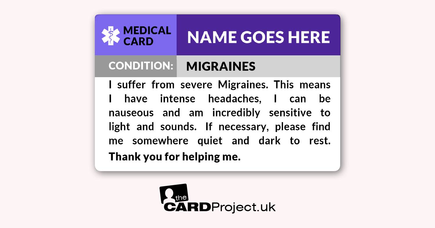 Migraine Awareness Medical ID Alert Card (FRONT)
