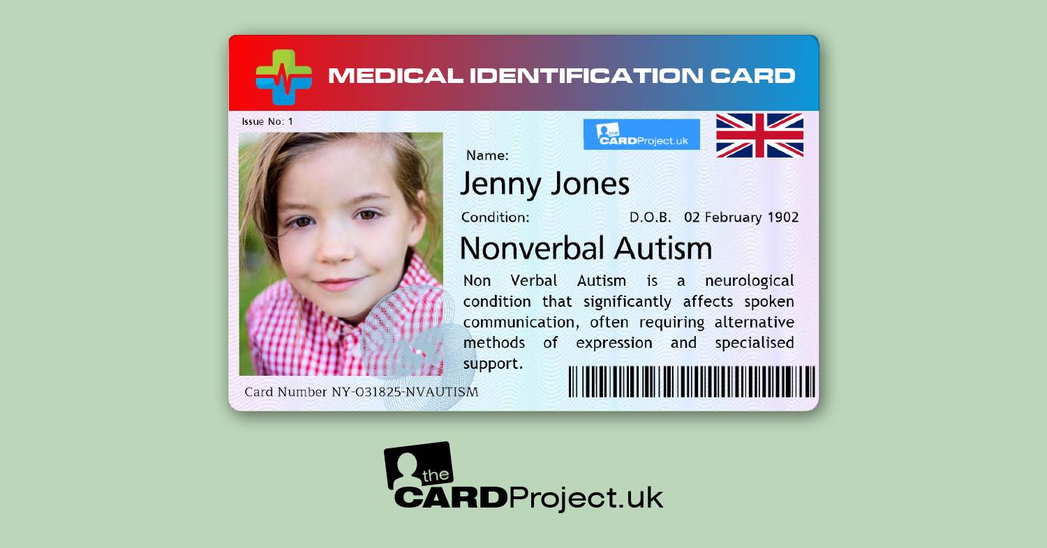 Nonverbal Autism Premium Medical Card (FRONT)