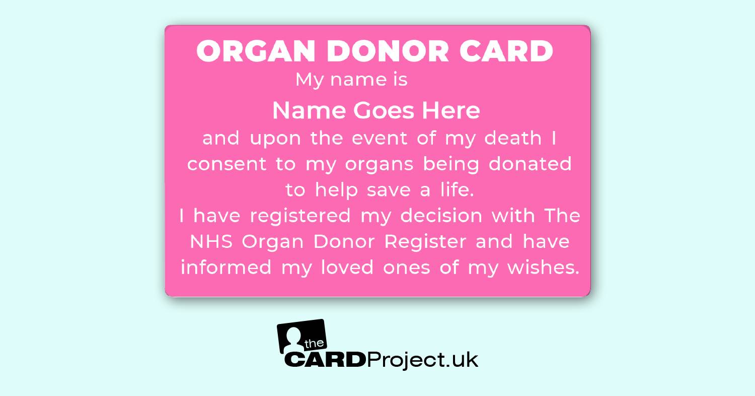 Organ Donor ID Card (FRONT)