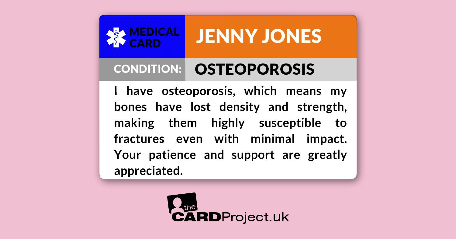 Osteoporosis Medical ID Card  (FRONT)