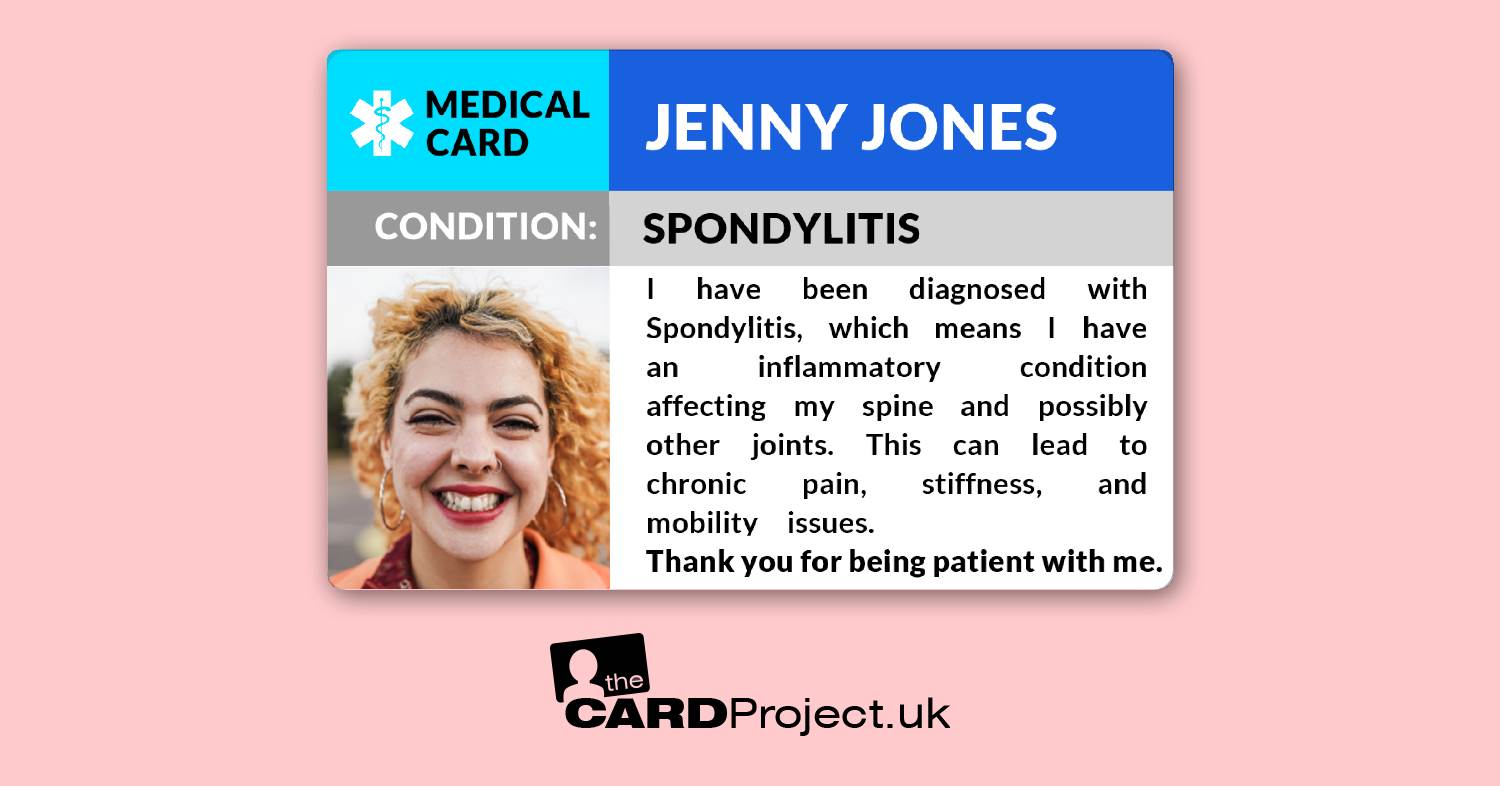 Spondylitis Medical Photo ID Card  (FRONT)