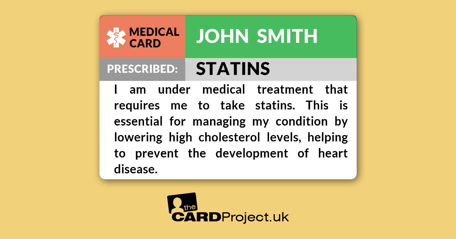 Statin Medicine Alert ID Card  (FRONT)