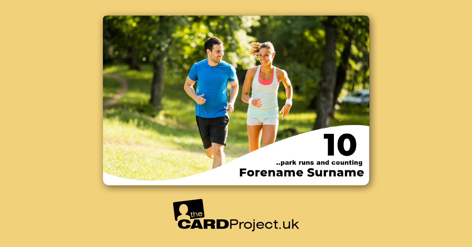 Park Run Number and Barcode Card, 10 Runs and Counting