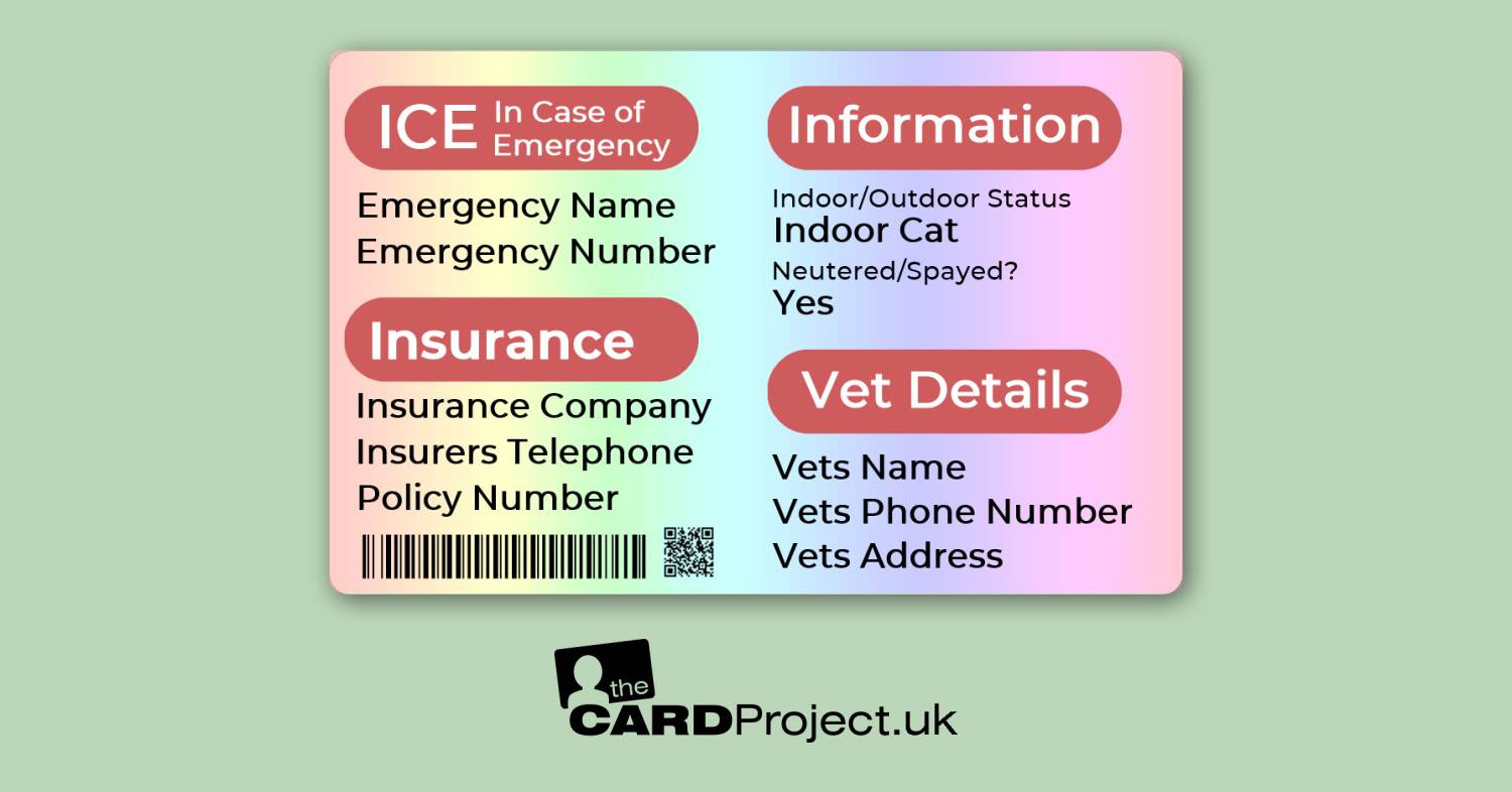 Full Cat ID Card With Photo, Microchip And Contacts (REAR)