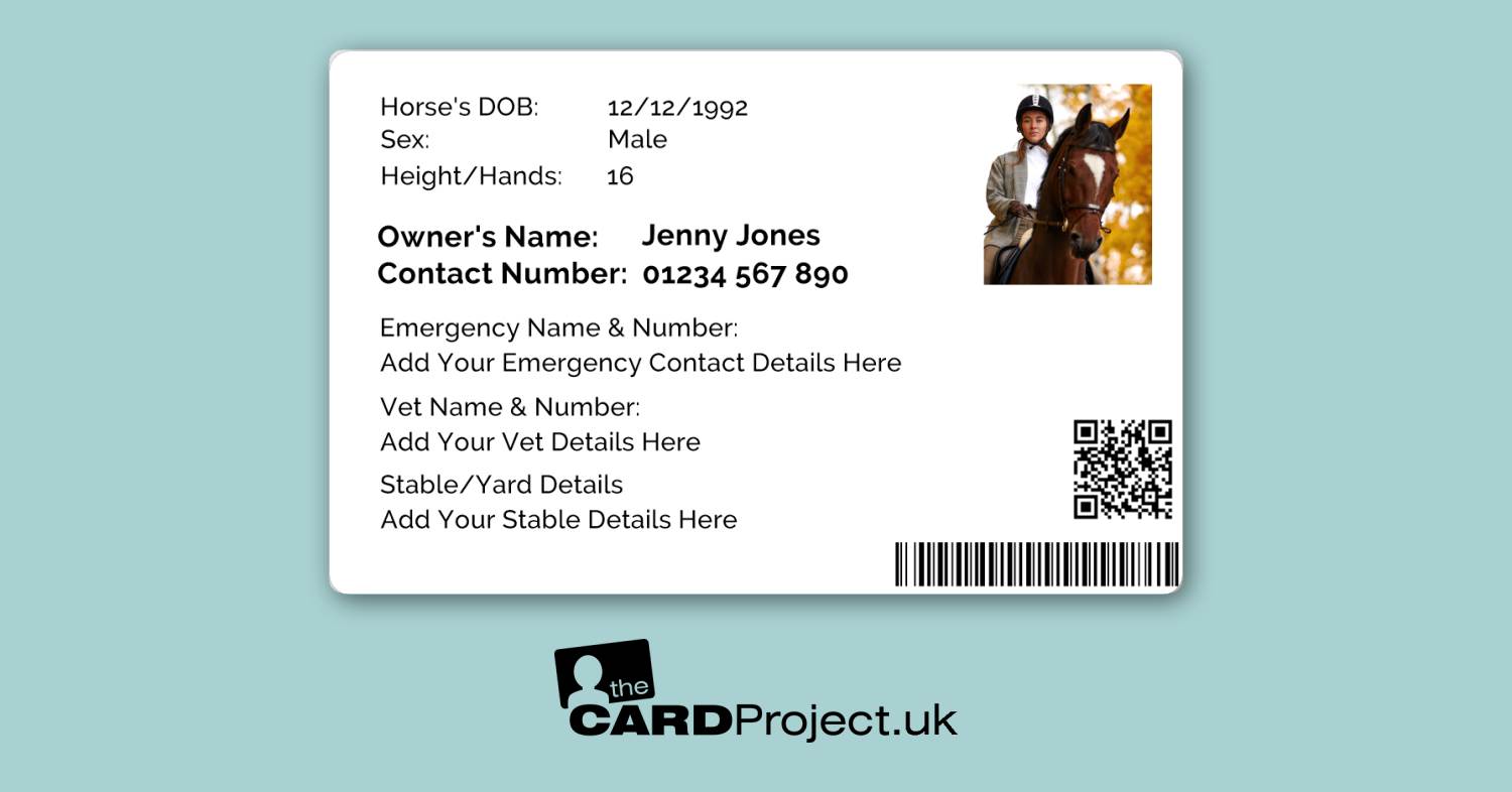 Horse Passport ID Double Sided Card (REAR)