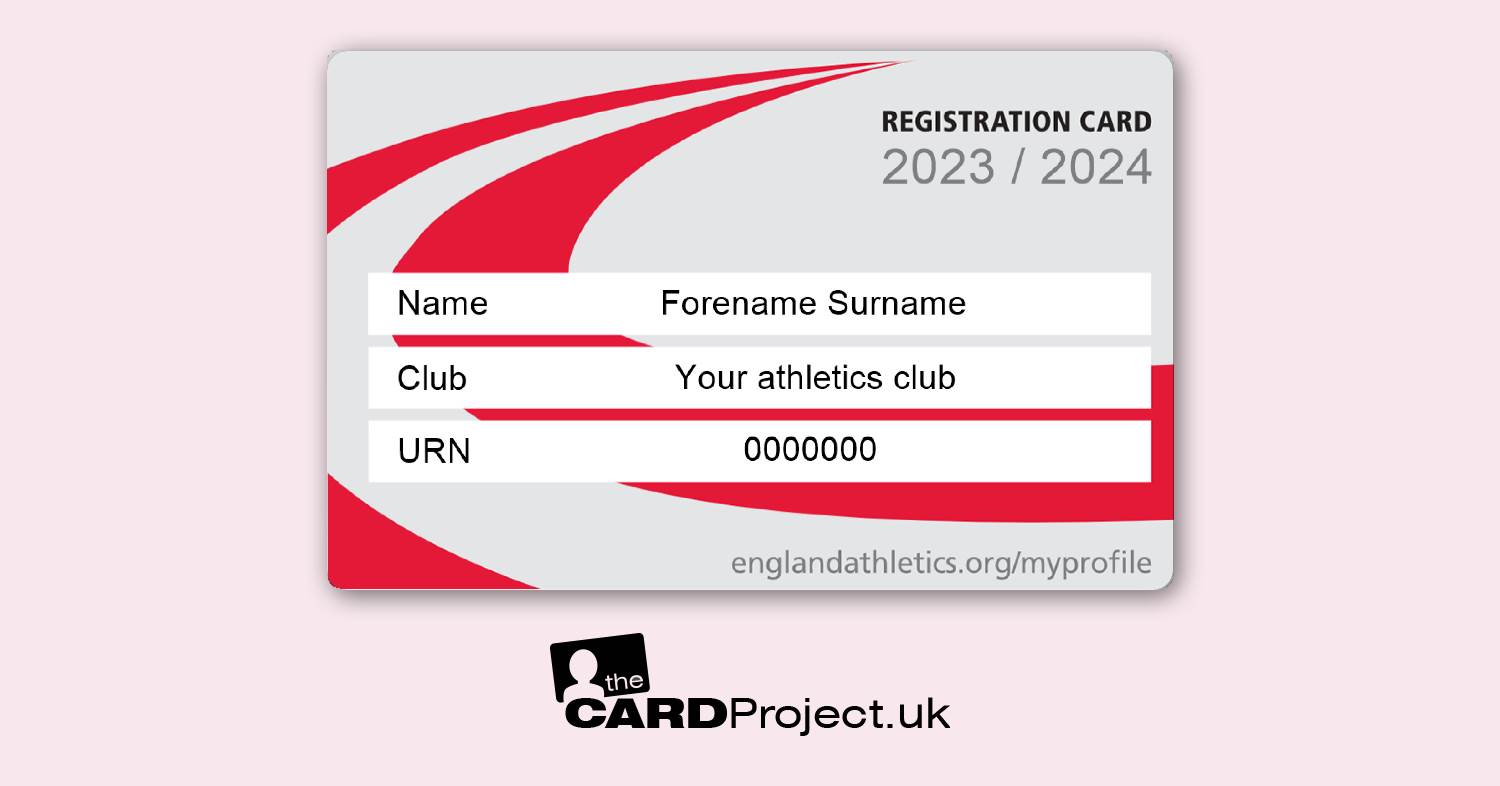England Athletics Registration Card  (FRONT)
