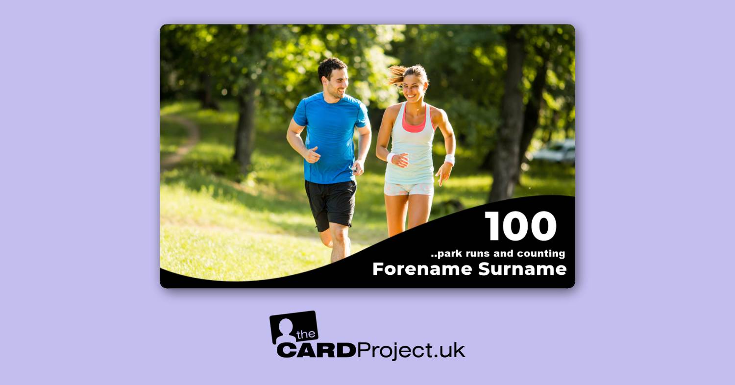 Park Run Number and Barcode Card, 100 Runs and Counting 