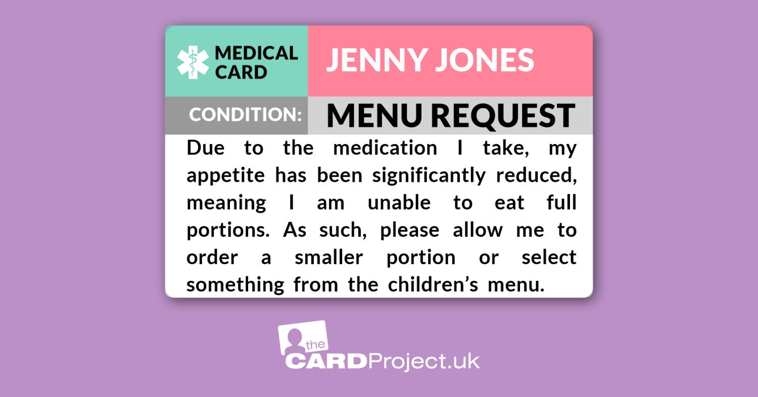 Medication Menu Request ID Card